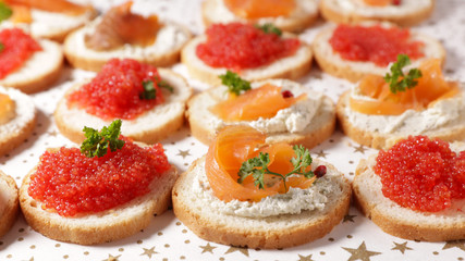 canape with salmon and caviar
