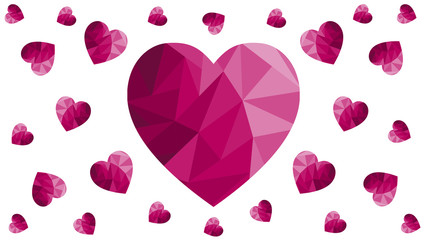 Valentine's day background for banner, invitation, card or poster. Romantic vector template with pink polygonal hearts composition. Standard scaled 1080*1920 size