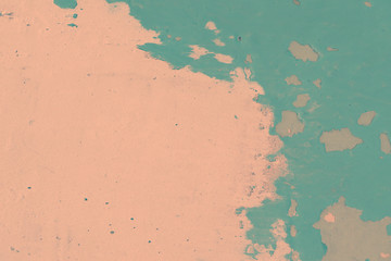 Abstract topographic map of an unknown undiscovered planet. Old repaired wall with two layers of peeling paint.t.