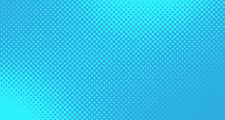 Blue halftone pop art background abstract vector comics style blank layout template with clouds beams and isolated dots pattern. For sale banner for your designe 1960s. with copy space eps10