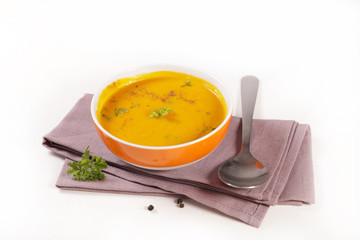 bowl of soup isolated on white background