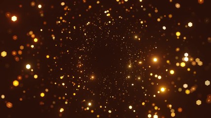 Abstract motion background shining gold particles. Shimmering Glittering Particles With Bokeh. Seamless 4K loop video	 - Powered by Adobe