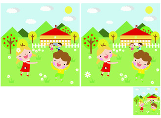 Children's puzzles, find 10 differences. Educational game for children. children play around at home
