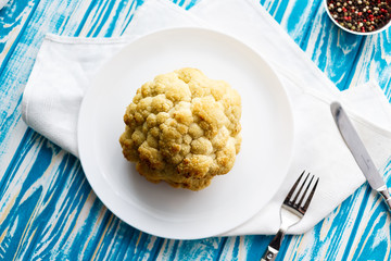 baked cauliflower. Top view.a