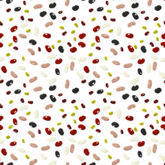 Beans types seamless pattern. Vector.