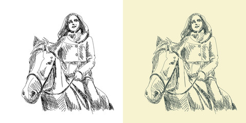 Fototapeta na wymiar Horsewoman riding a horse