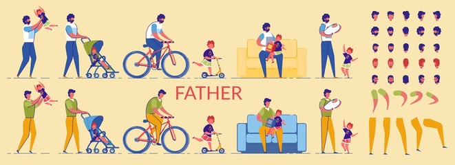 Father Spending Time Together with Child Flat.