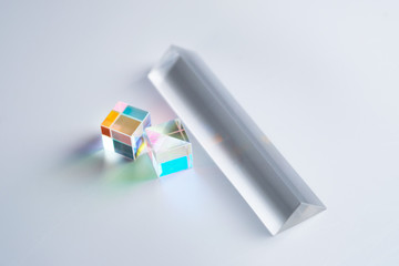glass prism for refraction of light in optical experiments