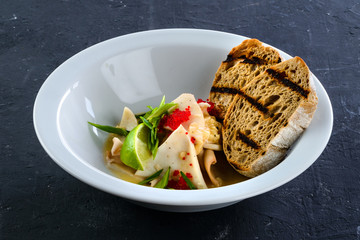italian cuisine salad squid and flying fish roe