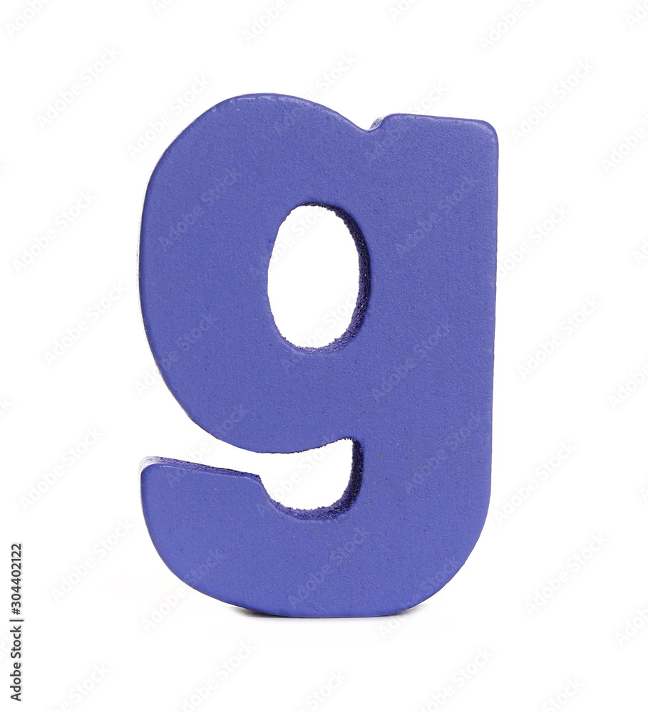 Wall mural purple wooden alphabet letter g isolated on white background