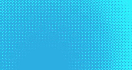 Blue halftone pop art background abstract vector comics style blank layout template with clouds beams and isolated dots pattern. For sale banner for your designe 1960s. with copy space eps10