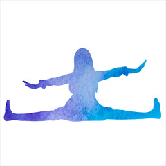 white background, watercolor silhouette girl dancing