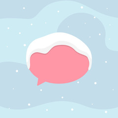 Flat design social network communication vector concept illustration of speech bubbles with snow. Winter design. Template for web design, banner, mobile app, landing page and infographics.