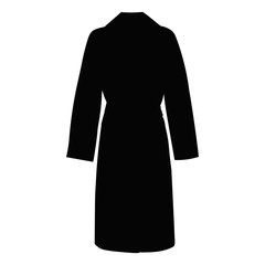 white background, black silhouette of a female coat