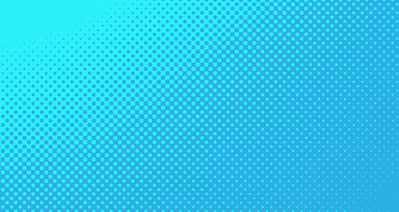 Blue halftone pop art background abstract vector comics style blank layout template with clouds beams and isolated dots pattern. For sale banner for your designe 1960s. with copy space eps10