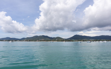 yacht cruise club pier on sunny day at Phuket, Thailand