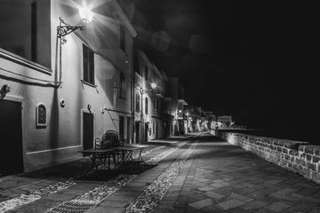 Alghero seafront in black and white effect