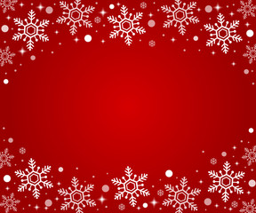 Abstract snowflake on a red background. Merry Christmas and Happy New Year. Vector Illustration