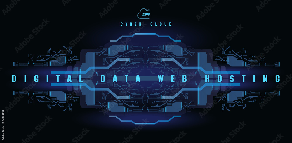 Poster programming data design element.concept of big data storage and cloud computing technology.