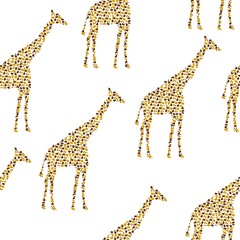  vector illustration giraffe spots pattern, animal silhouette made of blots on a white background