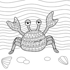  vector illustration coloring antistress crab on a white background