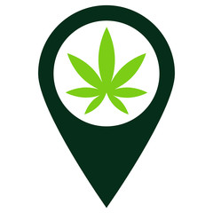 Legal Medical Marijuana Map Pin Location Vector Weed leaf Icon Design