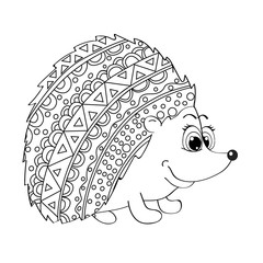 vector illustration coloring antistress hedgehog on a white background