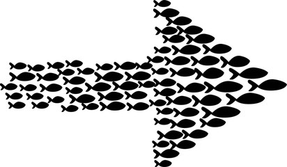  vector illustration of an arrow from fish silhouettes on a white background isolated