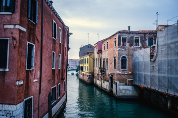 Old buildings by a small canal in Venice