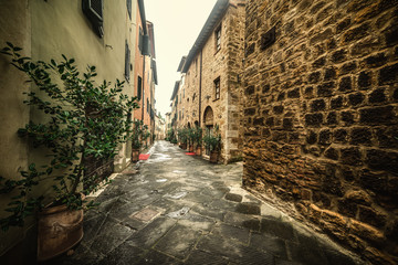 Narrow alley in a small town in Tuscany