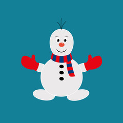 Cute snowman icon, greeting card design element.
