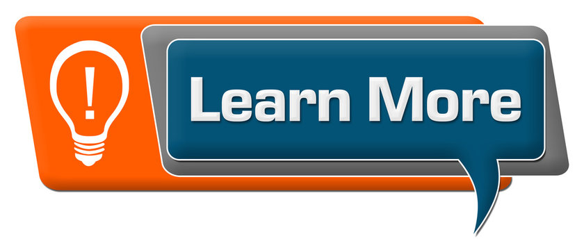 Learn More Blue Orange Comment Symbol Horizontal 