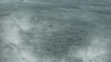 Amazing aerial view from drone of famous Airplane Wreckage in Solheimasandur Black Beach, Iceland