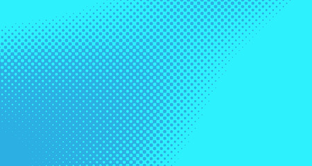 Blue halftone pop art background abstract vector comics style blank layout template with clouds beams and isolated dots pattern. For sale banner for your designe 1960s. with copy space eps10