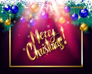 Naklejka premium Merry Christmas hand lettering text card.