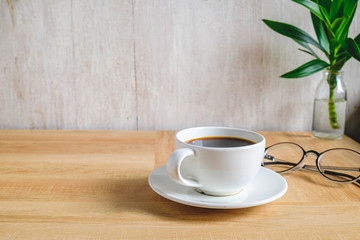  A cup of coffee on the desk