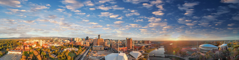 Fototapeta na wymiar Beautiful aerial panoramic view of Adelaide at dusk, South Australia