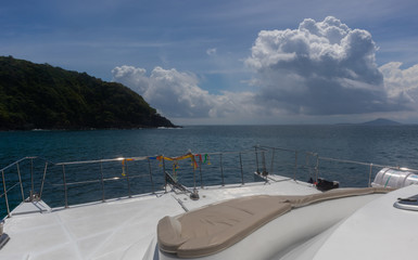 Fototapeta na wymiar view of luxury yacht cruise at Phuket, Thailand