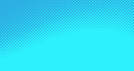 Blue halftone pop art background abstract vector comics style blank layout template with clouds beams and isolated dots pattern. For sale banner for your designe 1960s. with copy space eps10