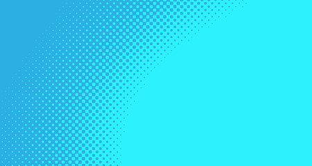 Blue halftone pop art background abstract vector comics style blank layout template with clouds beams and isolated dots pattern. For sale banner for your designe 1960s. with copy space eps10