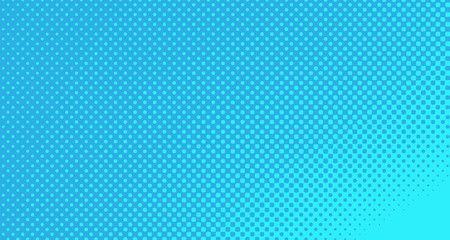 Blue halftone pop art background abstract vector comics style blank layout template with clouds beams and isolated dots pattern. For sale banner for your designe 1960s. with copy space eps10