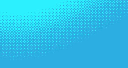Blue halftone pop art background abstract vector comics style blank layout template with clouds beams and isolated dots pattern. For sale banner for your designe 1960s. with copy space eps10