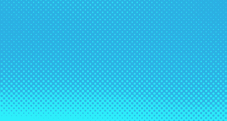 Blue halftone pop art background abstract vector comics style blank layout template with clouds beams and isolated dots pattern. For sale banner for your designe 1960s. with copy space eps10