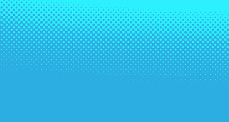 Blue halftone pop art background abstract vector comics style blank layout template with clouds beams and isolated dots pattern. For sale banner for your designe 1960s. with copy space eps10