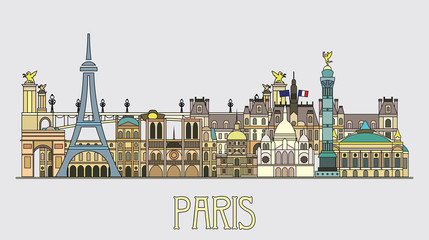 Paris colorful line art 5