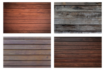 Set of different wooden texture isolated on white background.