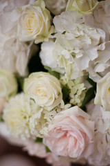 beautiful flower composition with white and pink flowers