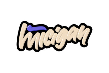 Michigan hand drawn modern brush lettering text. Vector illustration logo for print and advertising.