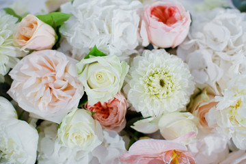 beautiful flower composition with white and pink flowers