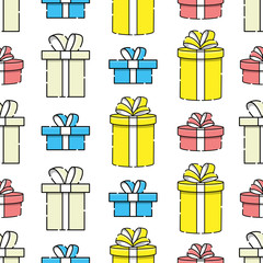 Merry Christmas and Happy New Year Seamless Pattern Vector. Christmas background colorful vector illustration. Decorative Christmas texture for wallpaper, web page background, wrapping paper and etc.